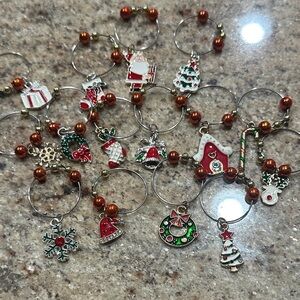christmas wine charms